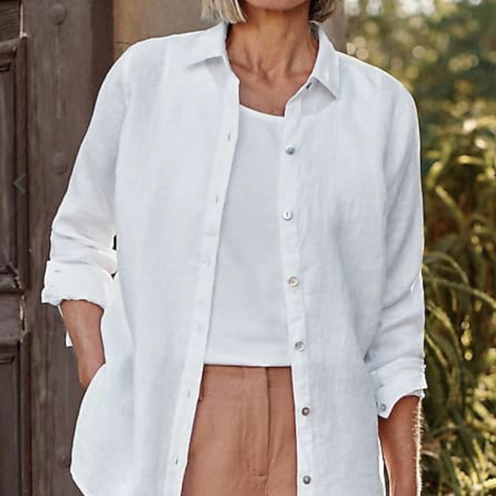 Vince Classic White linen blend Button-Up Shirt size M - Picture 16 of 16